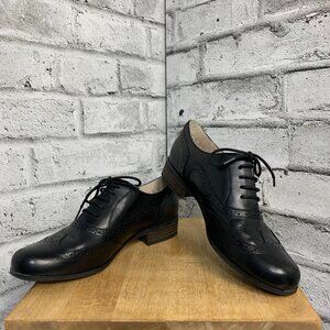 Clarks Black Leather Oxford Womens 8.5 M Lace Up Flat Loafer Corpcore Office